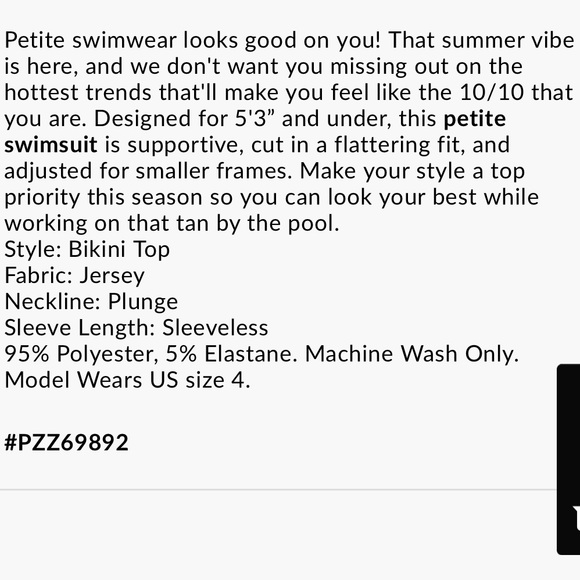 Petite tie front rib bikini top - Picture 6 of 6